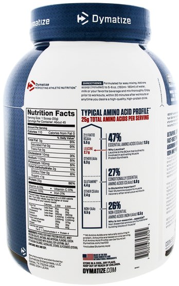 補充劑，乳清蛋白 - Dymatize Nutrition, ISO 100 Hydrolyzed 100% Whey Protein Isolate, Cookies & Cream, 3 lbs (1.36 kg)