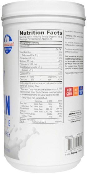 補充劑，乳清蛋白 - Jarrow Formulas, Virgin Whey Protein Isolate, Powder, Unflavored, 16 oz (450 g)