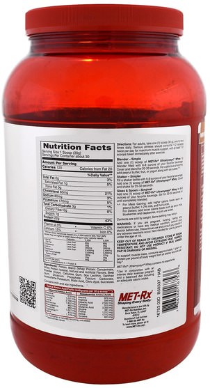 補充劑，乳清蛋白 - MET-Rx, 100% Ultramyosyn Whey, Strawberry, 32 oz (907 g)