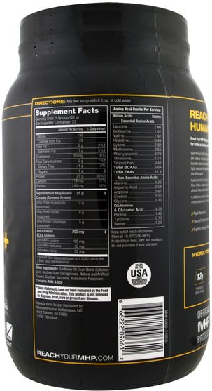 補充劑，乳清蛋白，肌肉 - Maximum Human Performance, Super Premium Whey Protein, Vanilla, 1.82 lbs (825 g)