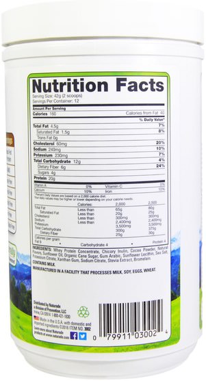補充劑，乳清蛋白 - Naturade, New Zealand Grass Fed Whey Protein Booster, Chocolate, 17.8 oz (504 g)