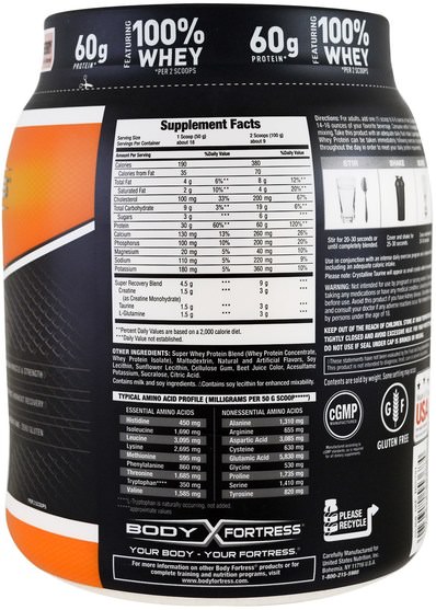 補充劑，乳清蛋白，運動 - Body Fortress, Super Advanced Whey Protein Powder, Strawberry, 2 lbs (907 g)