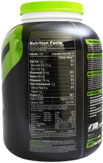 補充劑，乳清蛋白，運動 - MusclePharm, Sport Series, Combat 100% Whey, Cappuccino, 80 oz (2269 g)