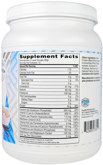 補充劑，乳清蛋白，運動蛋白 - 21st Century, Renourish, Whey Protein, Vanilla Bean, 16 oz (454 g)