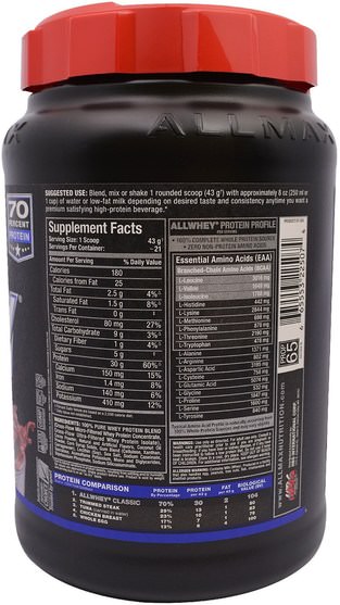 補充劑，乳清蛋白，運動 - ALLMAX Nutrition, AllWhey Classic, 100% Whey Protein, Chocolate, 2 lbs (907 g)