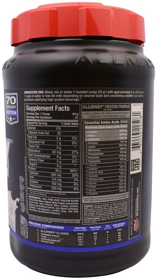 補充劑，乳清蛋白，運動 - ALLMAX Nutrition, AllWhey Classic, 100% Whey Protein, French Vanilla, 2 lbs (907 g)