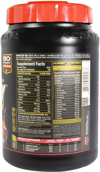 補充劑，乳清蛋白，運動 - ALLMAX Nutrition, AllWhey Gold, Premium Isolate/Whey Protein Blend, Chocolate, 2 lbs (907 g)