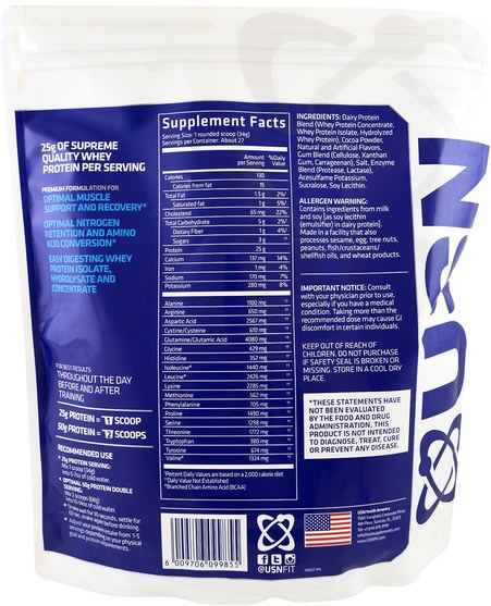 補充劑，乳清蛋白 - USN, BlueLab, 100% Whey Protein, Chocolate, 2 lbs (918 g)