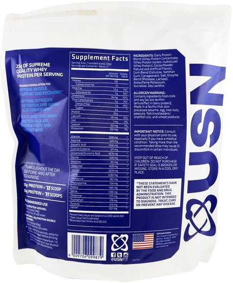 補充劑，乳清蛋白 - USN, BlueLab, 100% Whey Protein, WheyTella, 2 lbs (918 g)