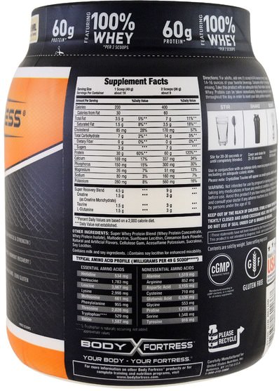 補充劑，乳清蛋白，鍛煉 - Body Fortress, Super Advanced Whey Protein Powder, Cinnamon Swirl, 2 lbs (907 g)