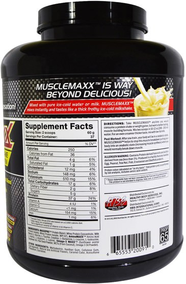 補充劑，乳清蛋白，鍛煉 - MuscleMaxx, High Energy + Muscle Building Protein, Vanilla Dream, 5 lb (2.27 kg)
