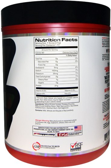 補充劑，乳清蛋白，鍛煉 - ProSupps, PSIsolate, 100% Pure Whey Protein Isolate, Cookies & Cream, 4 lbs (1820 g)