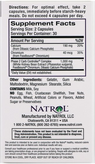 補充劑，白芸豆提取物2期，健康，飲食 - Natrol, White Kidney Bean, Carb Intercept, 60 Capsules