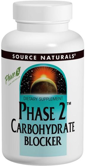 補充劑，白芸豆提取物2期 - Source Naturals, Phase 2 Carbohydrate Blocker, 500 mg, 60 Tablets