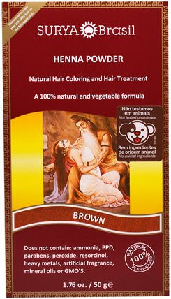 Henna Powder, Natural Hair Coloring and Hair Treatment, Brown, 1.76 oz (50 g) by Surya Henna, 健康 HK 香港