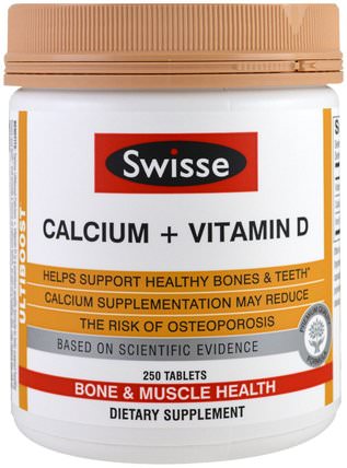 Calcium + Vitamin D, 250 Tablets by Swisse, 補品，礦物質，鈣 HK 香港