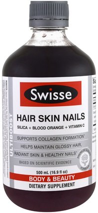 Ultiboost, Hair Skin Nails (Silica + Blood Orange + Vitamin C), 16.9 fl oz (500 ml) by Swisse, 健康，女性，皮膚 HK 香港