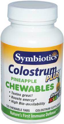 Colostrum Plus, Chewables, Pineapple Flavor, 120 Chewable Tabs by Symbiotics, 補品，牛製品，初乳 HK 香港