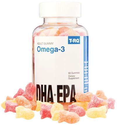 Adult Gummy Omega-3, DHA + EPA, Lemon, Orange, Strawberry, 60 Gummies by T.RQ, 補充劑，efa omega 3 6 9（epa dha），omega 369 gummies，dha，epa HK 香港