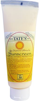 The Natural Miracle Sunscreen, SPF 30, 4 fl oz by Tates, 洗澡，美容，防曬霜，兒童和嬰兒防曬霜 HK 香港