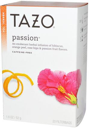 Passion, Herbal Tea, Caffeine-Free, 20 Filterbags, 1.8 oz (52 g) by Tazo Teas, 食物，涼茶 HK 香港