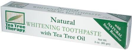 Natural Whitening Toothpaste, with Tea Tree Oil, 3 oz (85 g) by Tea Tree Therapy, 沐浴，美容，牙膏，口腔牙齒護理，牙齒美白 HK 香港