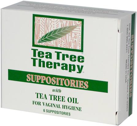 Suppositories, with Tea Tree Oil, for Vaginal Hygiene, 6 Suppositories by Tea Tree Therapy, 健康，痔瘡，栓劑，洗澡，美容，女人 HK 香港