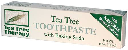 Tea Tree Toothpaste, with Baking Soda, 5 oz (142 g) by Tea Tree Therapy, 沐浴，美容，牙膏，口腔牙齒護理，牙齒美白 HK 香港
