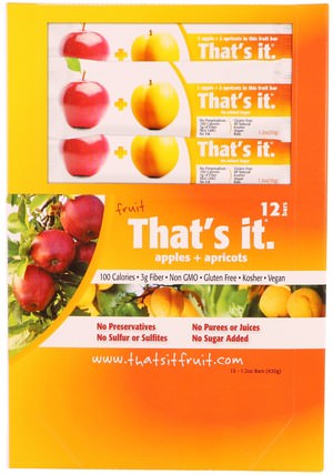 Fruit Bars, Apples + Apricots, 12 Bars, 1.2 oz (420 g) Each by Thats It, 食物，零食，補品 HK 香港