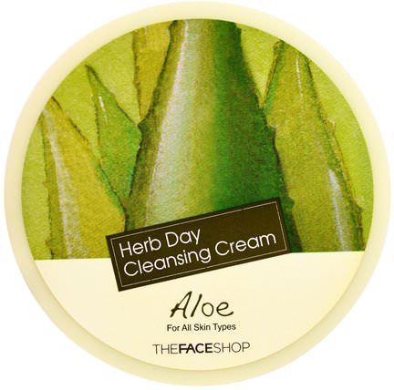 Herb Day Cleansing Cream, Aloe, 5 oz (150 ml) by The Face Shop, 洗澡，美容，面部護理，洗面奶 HK 香港