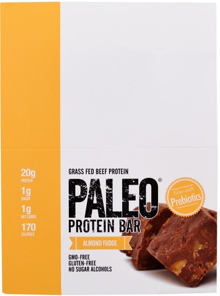 Paleo Protein Bar, Almond Fudge, 12 Bars, 2.0 oz (56.3 g) Each by The Julian Bakery, 運動，蛋白質棒 HK 香港