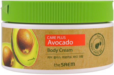 Body Cream, Care Plus Avocado, 10.14 fl oz (300 ml) by The Saem, 健康，皮膚，潤膚露 HK 香港
