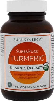 Organic SuperPure Turmeric Extract, 60 Organic Veggie Caps by The Synergy Company, 補充劑，抗氧化劑，薑黃素，薑黃 HK 香港