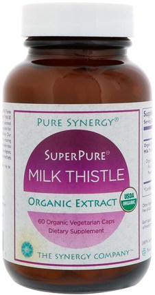 Pure Synergy, Super Pure Milk Thistle Organic Extract, 60 Organic Vegetarian Caps by The Synergy Company, 健康，排毒，奶薊（水飛薊素） HK 香港