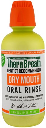 Dry Mouth Oral Rinse, Tingling Mint, 16 fl oz (473 ml) by TheraBreath, 洗澡，美容，口腔牙齒護理，口腔衛生用品，健康，口乾 HK 香港