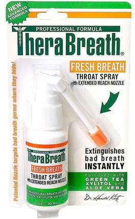 Fresh Breath, Throat Spray, 1 fl oz (30 ml) by TheraBreath, 洗澡，美容，口腔牙科護理，牙齦薄荷糖，健康，感冒和病毒，喉嚨護理噴霧 HK 香港