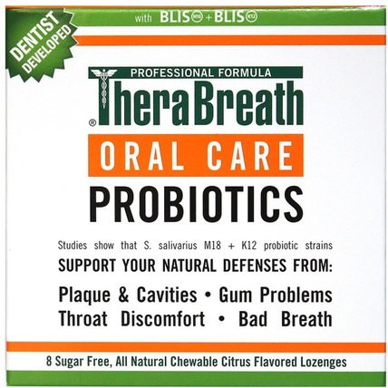 Oral Care Probiotics, Citrus Flavor, 8 Sugar Free Lozenges by TheraBreath, 沐浴，美容，口腔牙齒護理，口腔衛生產品，補充劑，益生菌，穩定益生菌 HK 香港