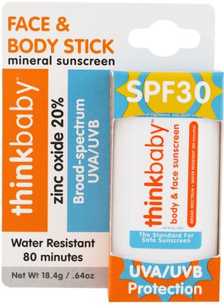 Thinkbaby, Sunscreen Stick, SPF 30, 0.64 oz (18.4 g) by Think, 洗澡，美容，防曬霜，thinkbaby類 HK 香港