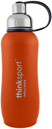 Thinksport, Insulated Sports Bottle, Orange, 25 oz (750ml) by Think, 運動，健身水瓶振動篩杯 HK 香港