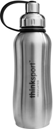 Thinksport, Insulated Sports Bottle, Silver, 750 ml by Think, 運動，健身水瓶振動篩杯 HK 香港