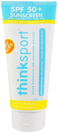 Thinksport, Sunscreen, SPF 50+, For Kids, 6 fl oz (177 ml) by Think, 洗澡，美容，防曬霜，spf 50-75，兒童和嬰兒防曬霜 HK 香港