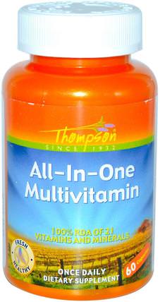 All-In-One Multivitamin, 60 Veggie Caps by Thompson, 維生素，多種維生素 HK 香港