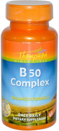 B50 Complex, 60 Capsules by Thompson, 維生素，維生素b複合物，維生素b複合物50 HK 香港