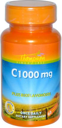 C1000 mg, 60 Capsules by Thompson, 維生素，維生素c，維生素c抗壞血酸 HK 香港