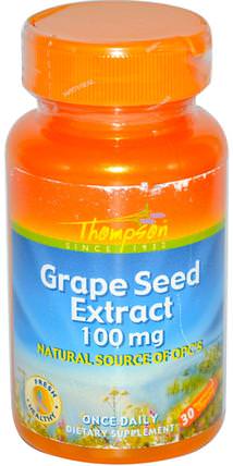 Grape Seed Extract, 100 mg, 30 Veggie Caps by Thompson, 補充劑，抗氧化劑，葡萄籽提取物 HK 香港