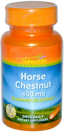 Horse Chestnut, 400 mg, 60 Capsules by Thompson, 草藥，七葉樹 HK 香港