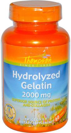 Hydrolyzed Gelatin, 2000 mg, 60 Tablets by Thompson, 健康，指甲保健，明膠 HK 香港