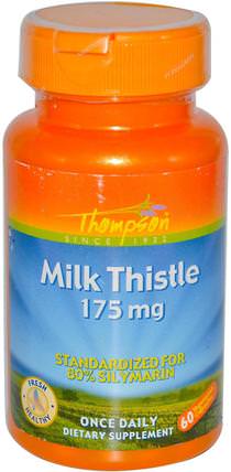 Milk Thistle, 175 mg, 60 Veggie Caps by Thompson, 健康，排毒，奶薊（水飛薊素） HK 香港