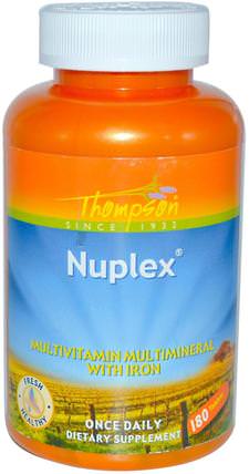 Nuplex, Multivitamin Multimineral with Iron, 180 Tablets by Thompson, 維生素，多種維生素 HK 香港