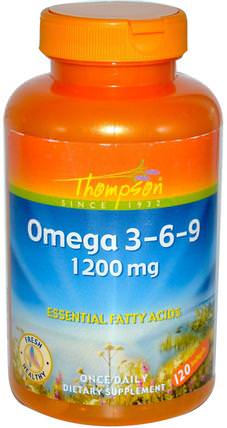 Omega 3-6-9, 1200 mg, 120 Softgels by Thompson, 補充劑，efa歐米茄3 6 9（epa dha），歐米茄369粒/標籤 HK 香港